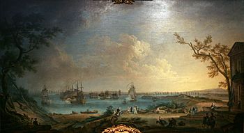 Archivo:Le Départ de la flotte française pour l'expédition de Port-Mahon dans l'île de Minorque le 10 avril 1756-Nicolas Ozanne mg 8243