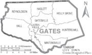Archivo:Map of Gates County North Carolina With Municipal and Township Labels