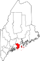 Mapa de Maine con la ubicación del condado de Knox