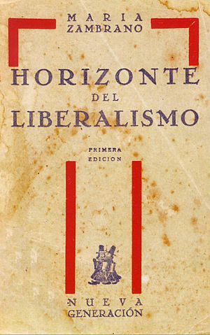Archivo:María Zambrano 1930 Horizonte del Liberalismo