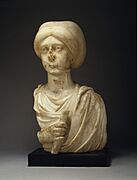 Marble Portrait Bust of a Woman with a Scroll MET cl66.25.R