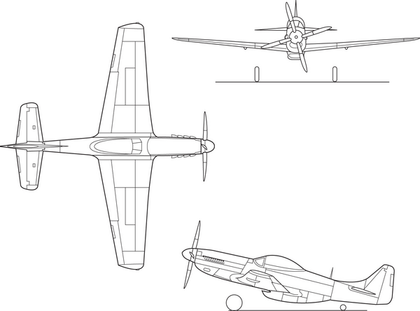 Archivo:North American P-51D Mustang line drawing