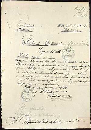 Archivo:Sello oficial 1878 Ayuntamiento de Villasila y Villamelendro