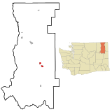 Stevens County Washington Incorporated and Unincorporated areas Chewelah Highlighted.svg