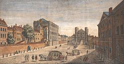 Archivo:A View of Whitehall, looking south, 1740
