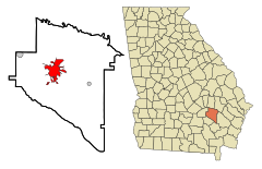 Appling County Georgia Incorporated and Unincorporated areas Baxley Highlighted.svg