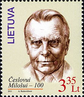 Archivo:Czesław Miłosz 2011 Lithuania stamp