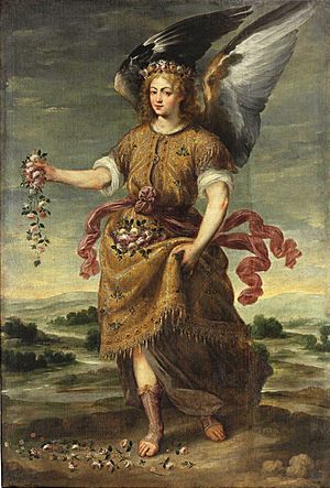Archivo:El Arcángel Baraquiel esparciendo flores, de Bartolomé Román (Museo del Prado)