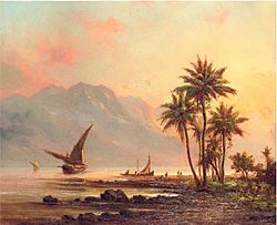 Archivo:Fisherman and their craft on the Rio Guarico (c.1850) Fritz Melbye