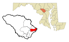 Howard County Maryland Incorporated and Unincorporated areas Elkridge Highlighted.svg