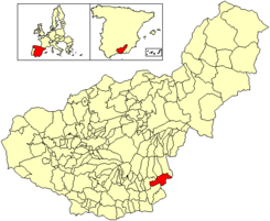 Término municipal de Ugíjar respecto a la provincia de Granada.