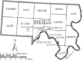Map of Meigs County Ohio With Municipal and Township Labels