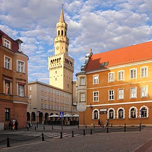 Archivo:Opole - ratusz i zabykowe kamieniczki w Rynku