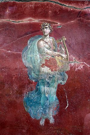 Archivo:Palestra grande di pompei, affreschi di Moregine, primo triclinio , IV stile, epoca neroniana, le muse 04 erato