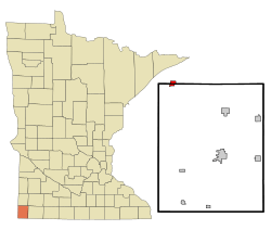 Rock County Minnesota Incorporated and Unincorporated areas Jasper Highlighted.svg