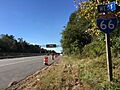 2016-10-28 11 44 28 View west along Interstate 66 (Custis Memorial Parkway) just west of Exit 66 (Virginia State Route 7-Leesburg Pike, Tysons Corner, Falls Church) in Idylwood, Fairfax County, Virginia