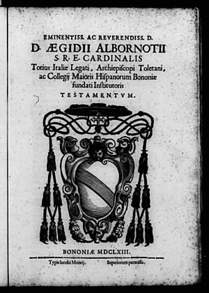 Archivo:Albornoz, Gil Carrillo de – Testamentum cardinalis Egidi Albornotii, 1663 – BEIC 14492646