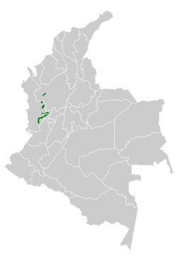 Distribución geográfica de la tangara del Tatamá.