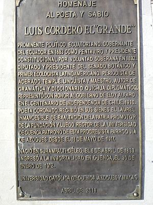 Archivo:Busto de Luis Cordero, en la parroquia del mismo nombre, Azogues, Ecuador 02
