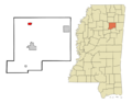 Chickasaw County Mississippi Incorporated and Unincorporated areas New Houlka Highlighted