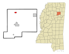 Chickasaw County Mississippi Incorporated and Unincorporated areas New Houlka Highlighted.svg
