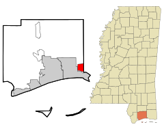 Harrison County Mississippi Incorporated and Unincorporated areas D'Iberville Highlighted.svg