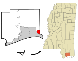 Harrison County Mississippi Incorporated and Unincorporated areas D'Iberville Highlighted.svg