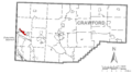 Map of Pymatuning North, Crawford County, Pennsylvania Highlighted