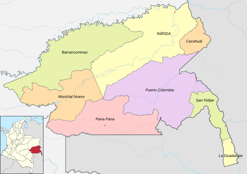 Mapa de Guainía (político)