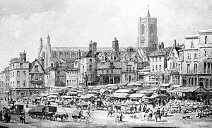 Archivo:Norwich Market Place, David Hodgson c.1855