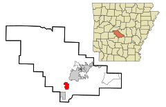Saline County Arkansas Incorporated and Unincorporated areas Haskell Highlighted.svg