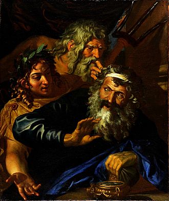 Archivo:Sandrart (attributed), Troppa (attr.) - Laomedon Refusing Payment to Poseidon and Apollo - 17th c
